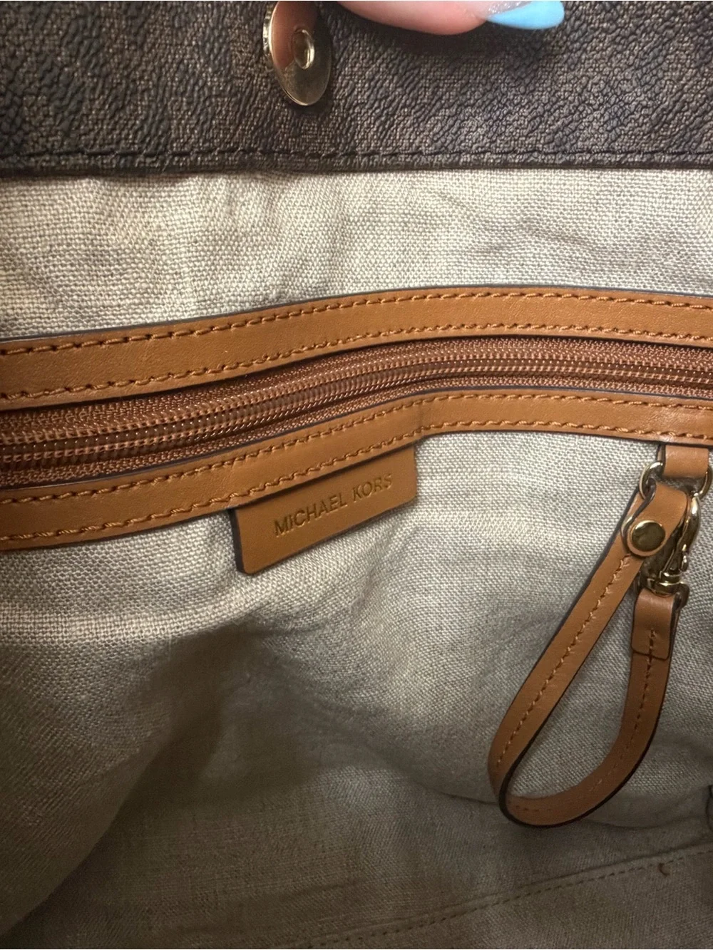 Michael Kors Brown Logo-Print Rope-Handle Shoulder Tote